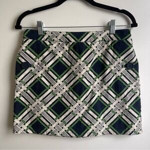 Vineyard Vines Nautical Rope Knot Navy Green Print Cotton Stretch Mini Skirt 2